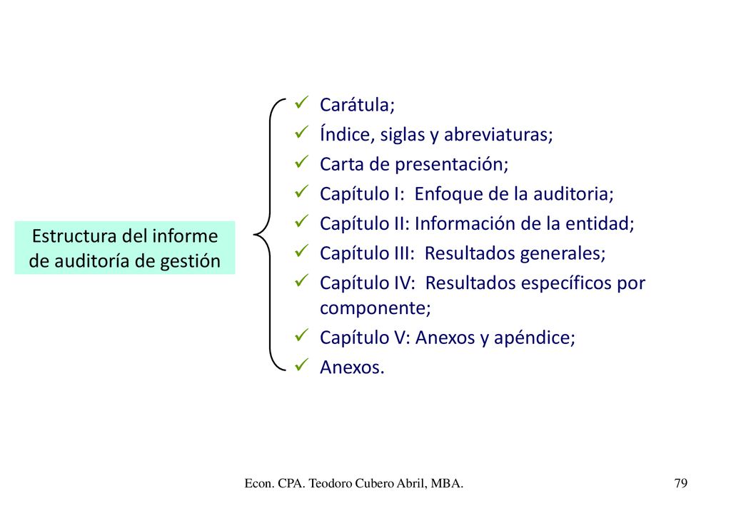Estructura del informe de auditoría de gestión