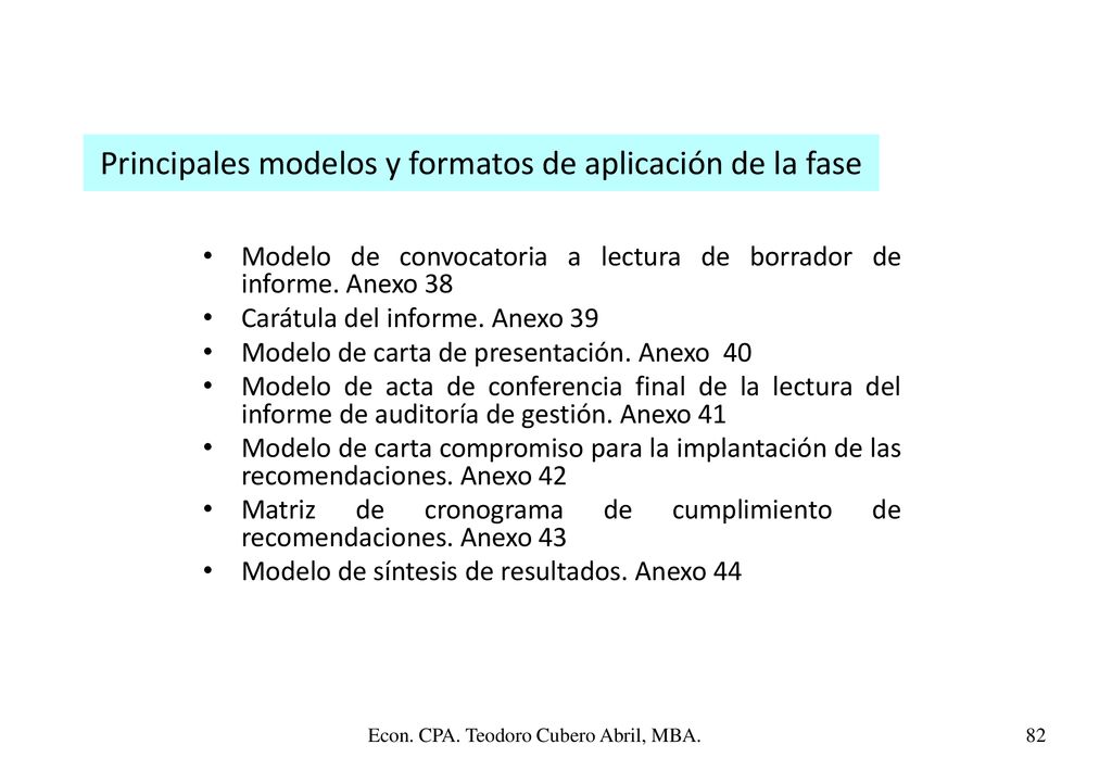Principales modelos y formatos de aplicación de la fase