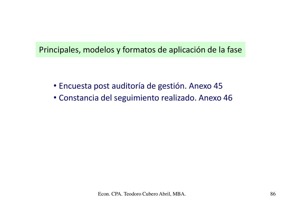 Principales, modelos y formatos de aplicación de la fase