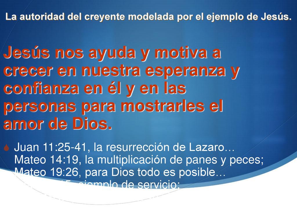 La autoridad del creyente modelada por el ejemplo de Jesús.