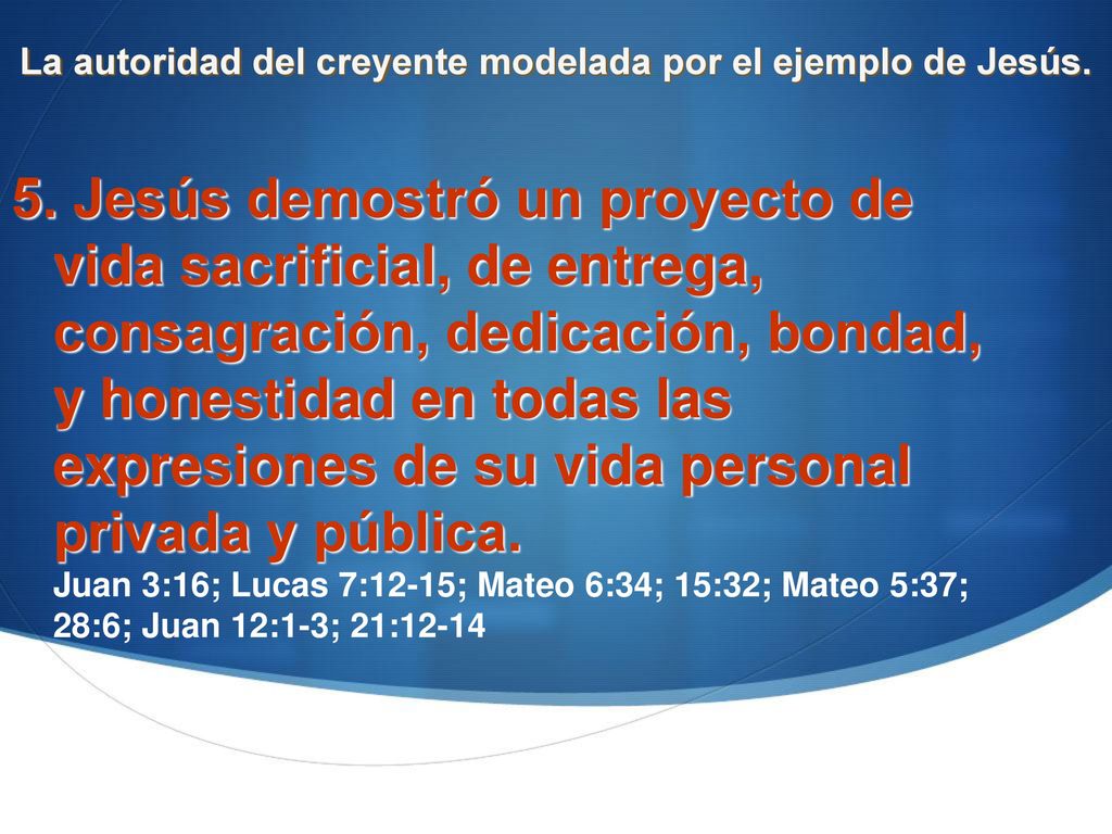 La autoridad del creyente modelada por el ejemplo de Jesús.