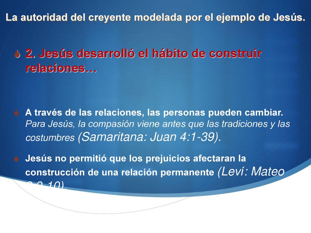 La autoridad del creyente modelada por el ejemplo de Jesús.