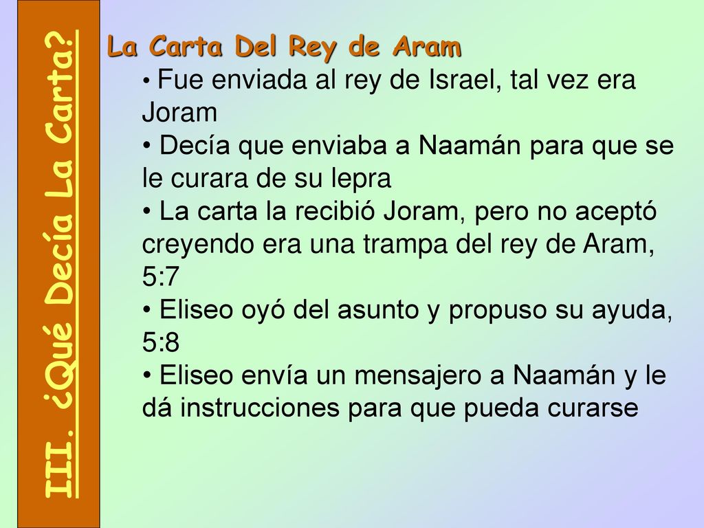 III. ¿Qué Decía La Carta La Carta Del Rey de Aram