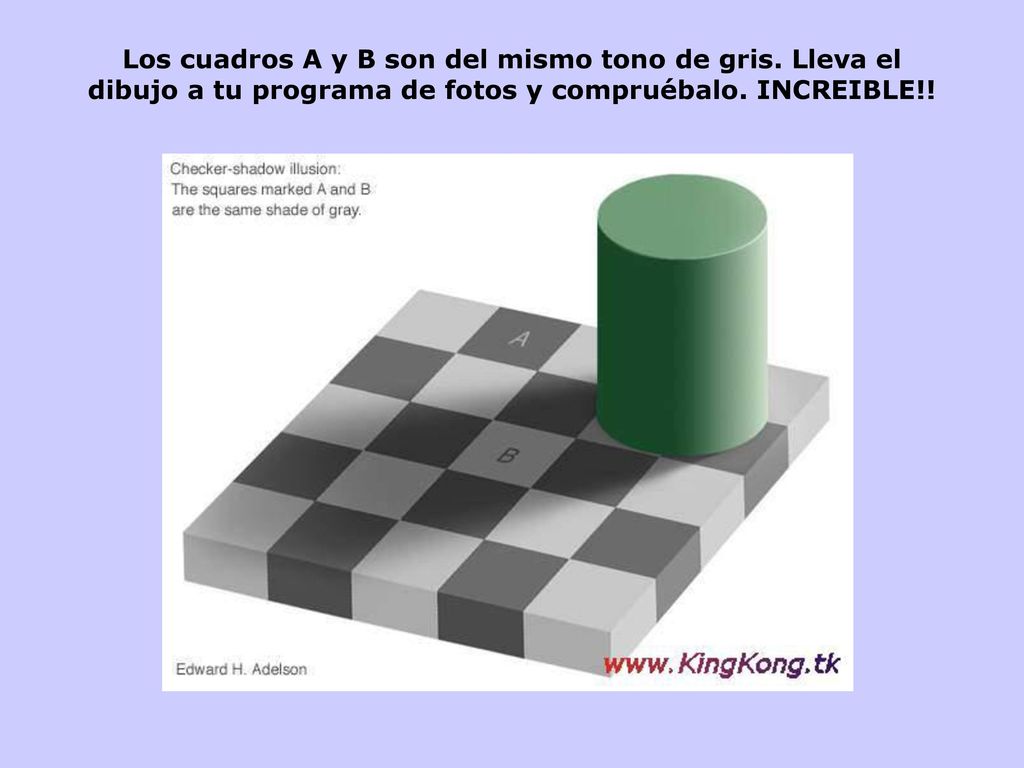 Los cuadros A y B son del mismo tono de gris