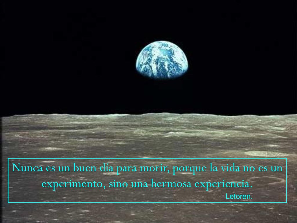 Nunca es un buen día para morir, porque la vida no es un experimento, sino una hermosa experiencia.