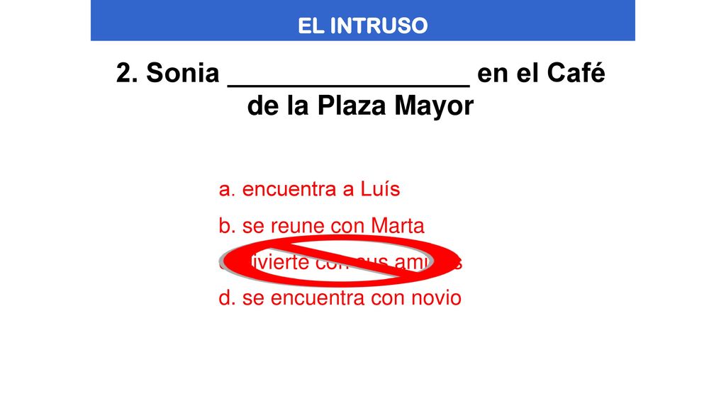 2. Sonia ________________ en el Café de la Plaza Mayor