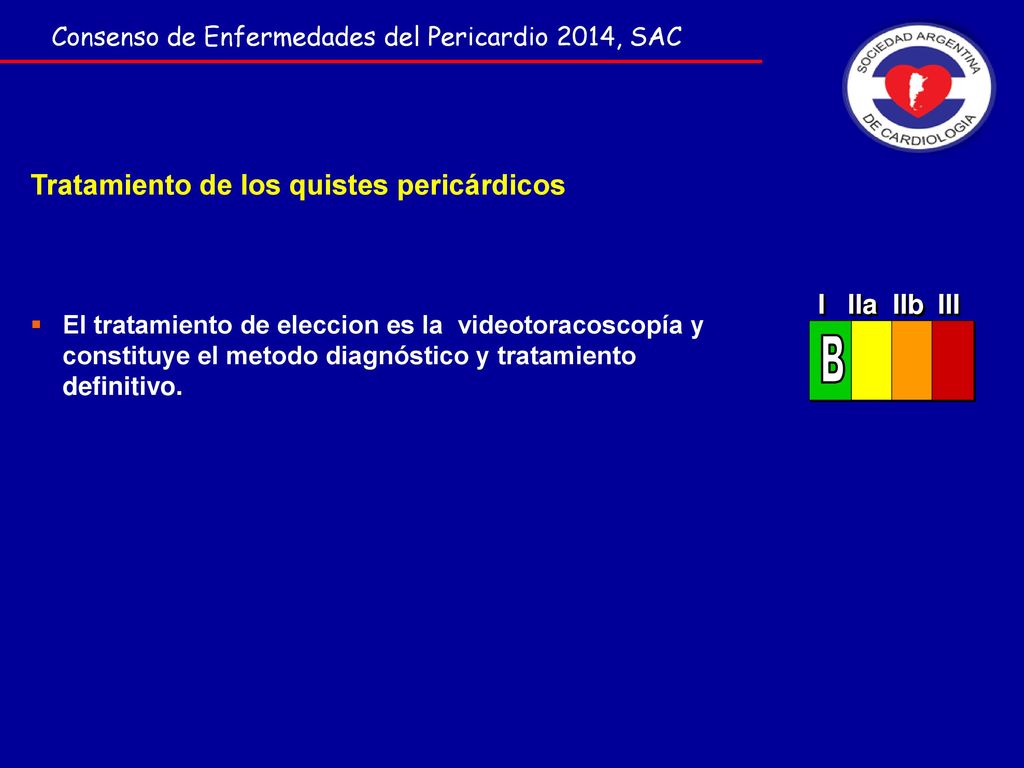 B Tratamiento de los quistes pericárdicos I IIa IIb III