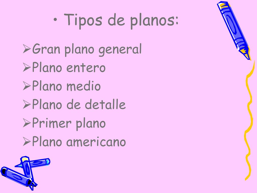 Tipos de planos: Gran plano general Plano entero Plano medio