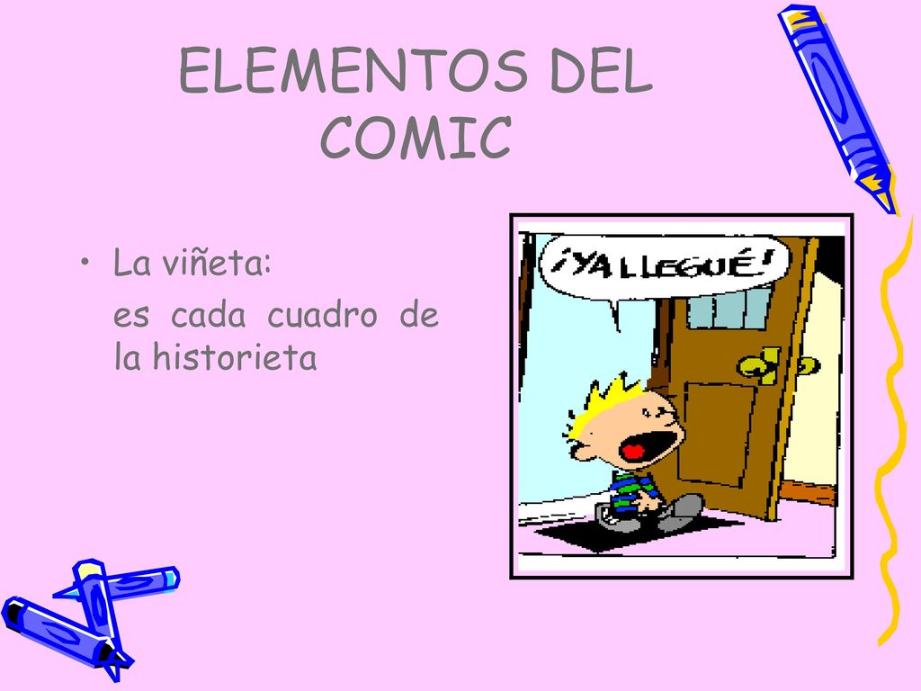 ELEMENTOS DEL COMIC La viñeta: es cada cuadro de la historieta