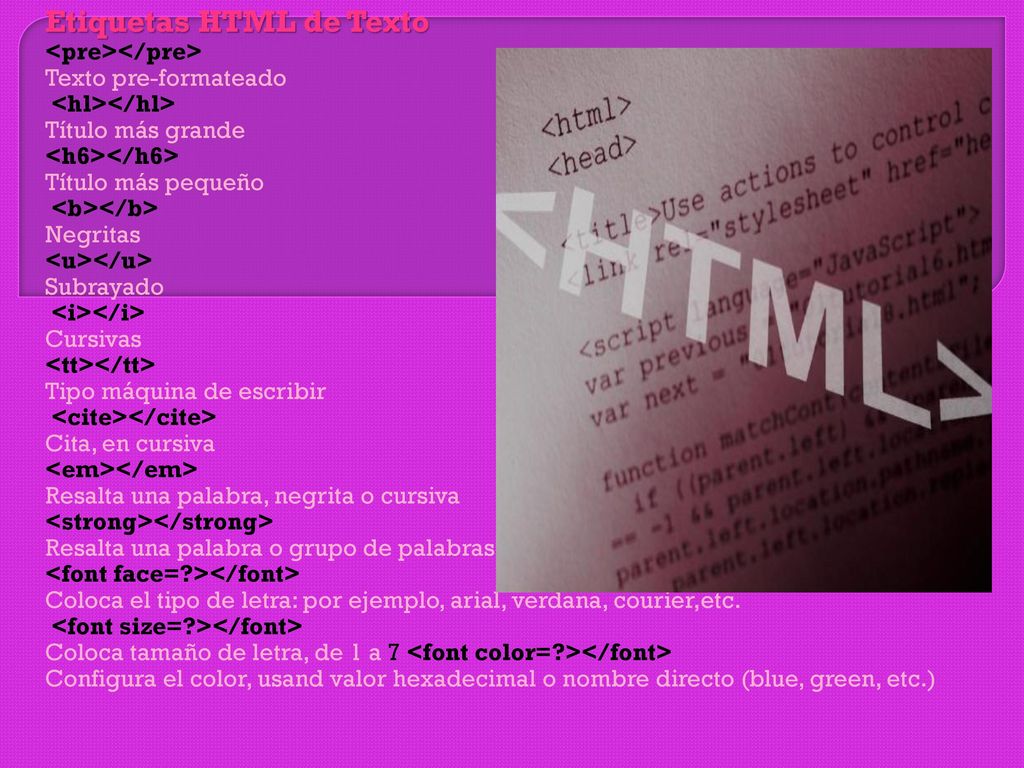 Etiquetas HTML de Texto