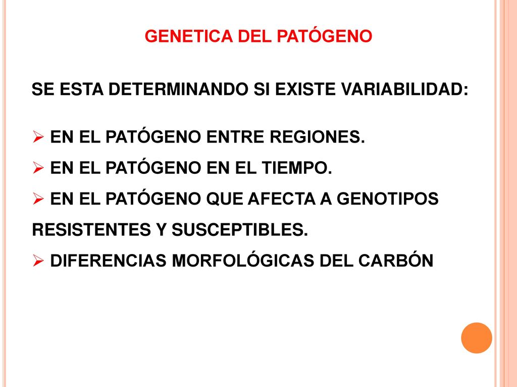 GENETICA DEL PATÓGENO SE ESTA DETERMINANDO SI EXISTE VARIABILIDAD: EN EL PATÓGENO ENTRE REGIONES. EN EL PATÓGENO EN EL TIEMPO.