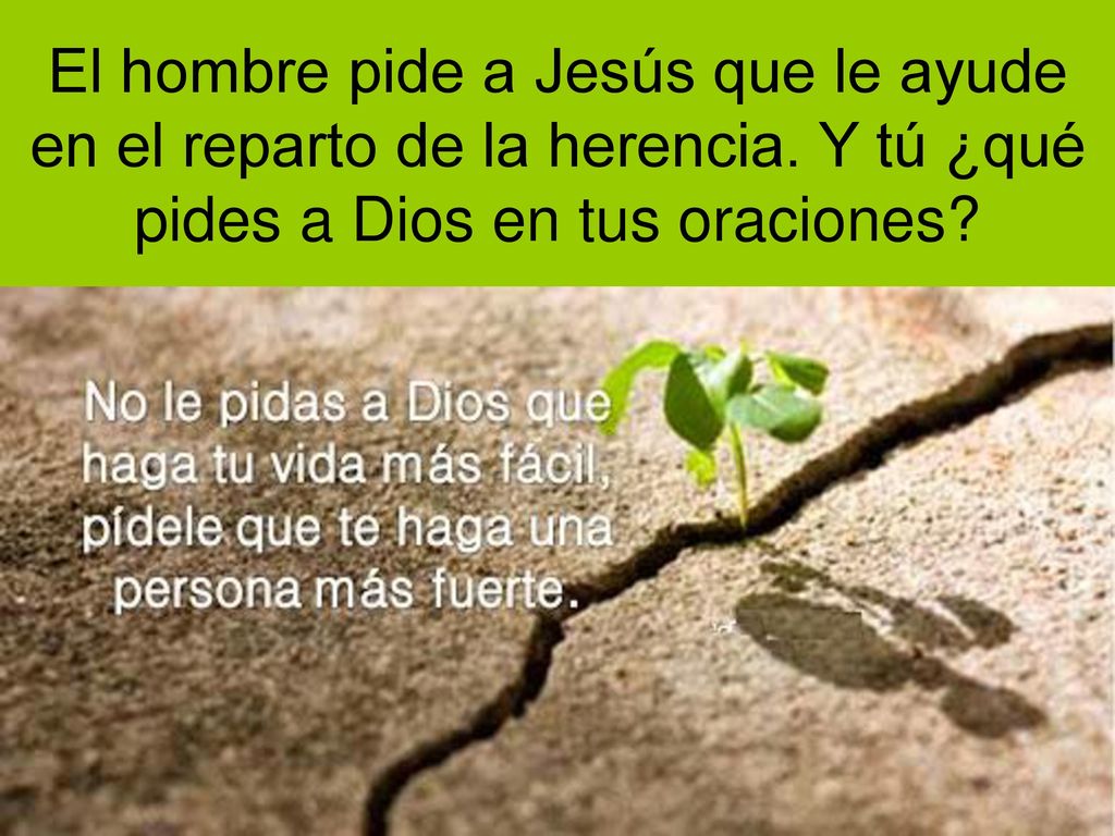 El hombre pide a Jesús que le ayude en el reparto de la herencia
