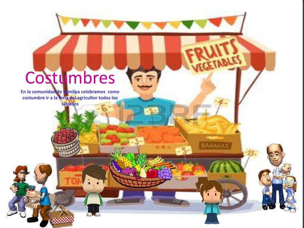 Costumbres En la comunidad de la milpa celebramos como costumbre ir a la feria del agricultor todos los sábados