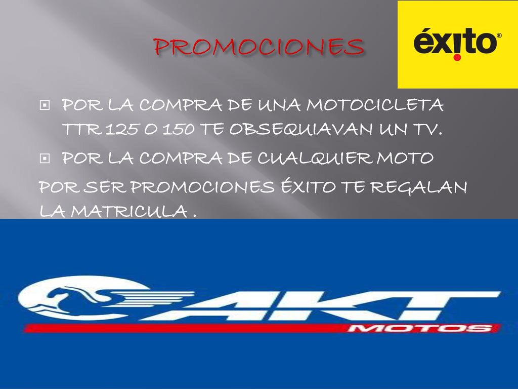 PROMOCIONES POR LA COMPRA DE UNA MOTOCICLETA TTR 125 O 150 TE OBSEQUIAVAN UN TV. POR LA COMPRA DE CUALQUIER MOTO.