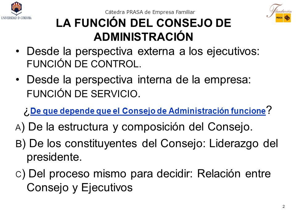 LA FUNCIÓN DEL CONSEJO DE ADMINISTRACIÓN