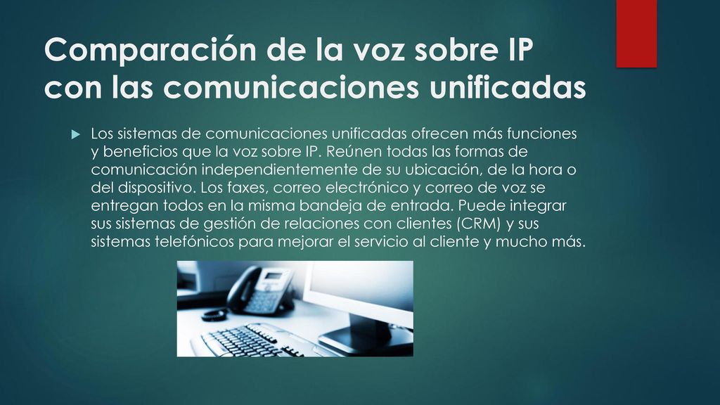 Comparación de la voz sobre IP con las comunicaciones unificadas