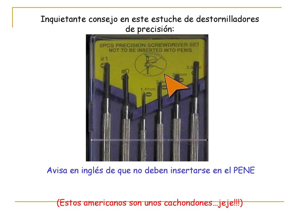 Inquietante consejo en este estuche de destornilladores de precisión: