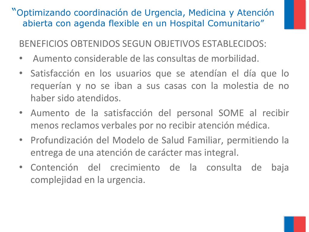 Optimizando coordinación de Urgencia, Medicina y Atención abierta con agenda flexible en un Hospital Comunitario