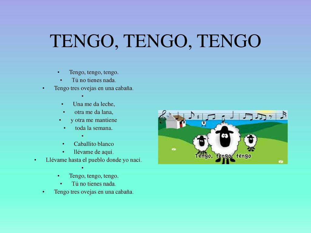 TENGO, TENGO, TENGO Tengo, tengo, tengo. Tú no tienes nada.