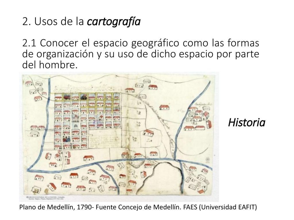 2. Usos de la cartografía 2.1 Conocer el espacio geográfico como las formas de organización y su uso de dicho espacio por parte del hombre.