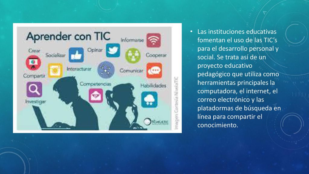 Las instituciones educativas fomentan el uso de las TIC’s para el desarrollo personal y social.