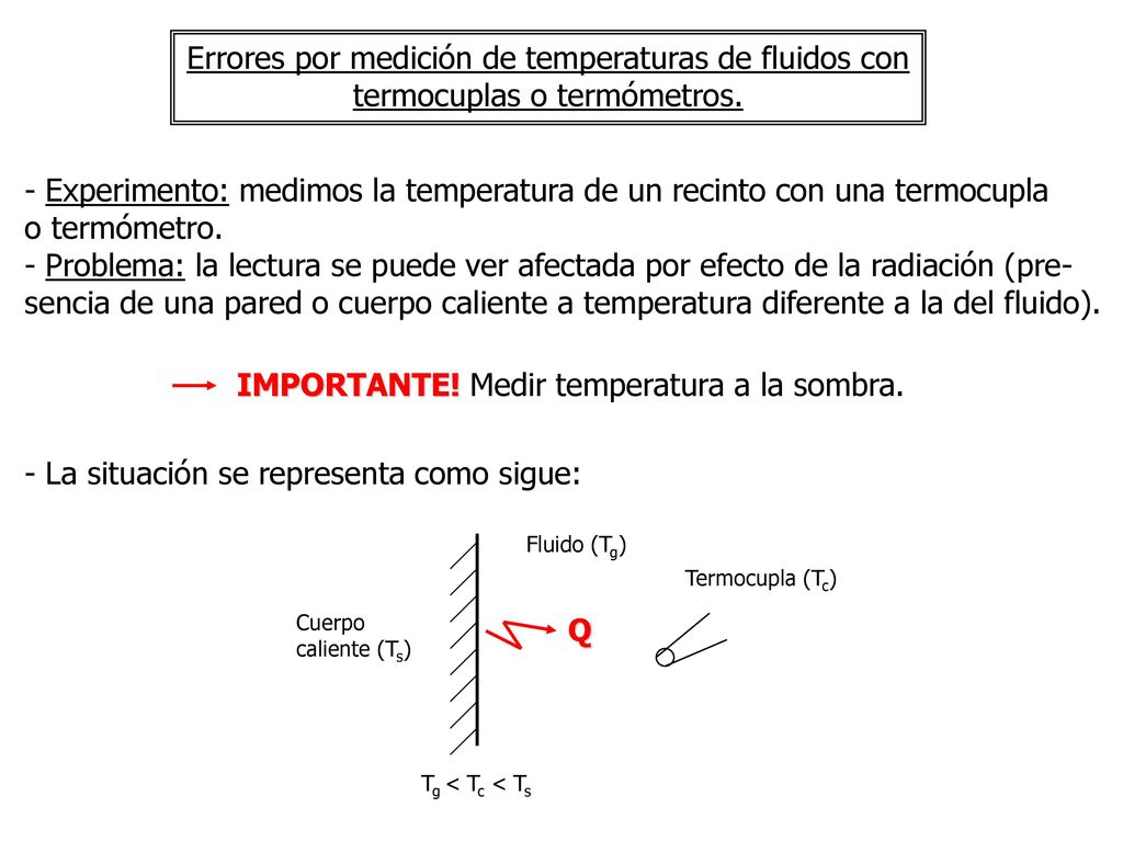 Errores por medición de temperaturas de fluidos con