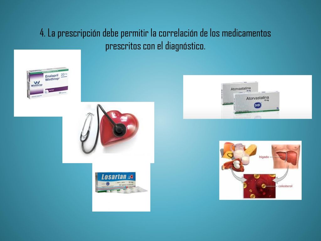 4. La prescripción debe permitir la correlación de los medicamentos prescritos con el diagnóstico.