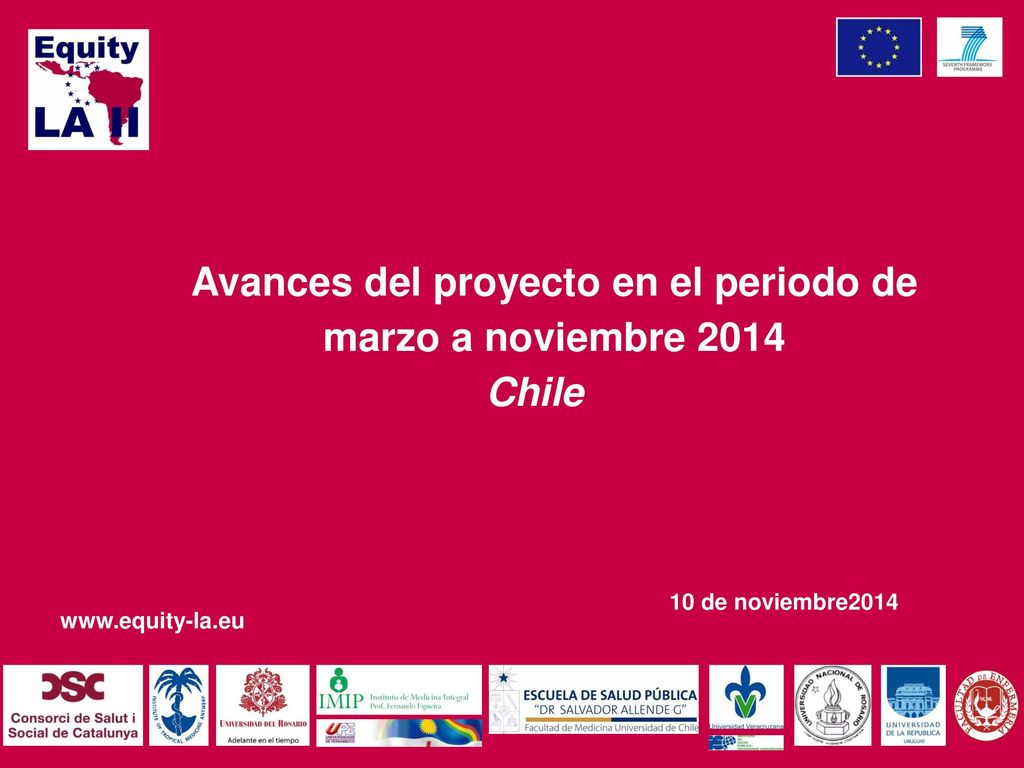 Avances del proyecto en el periodo de marzo a noviembre 2014