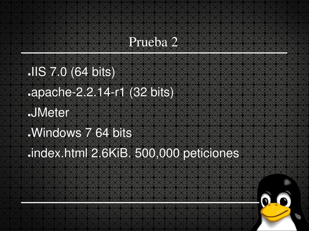 Prueba 2 IIS 7.0 (64 bits) apache r1 (32 bits) JMeter