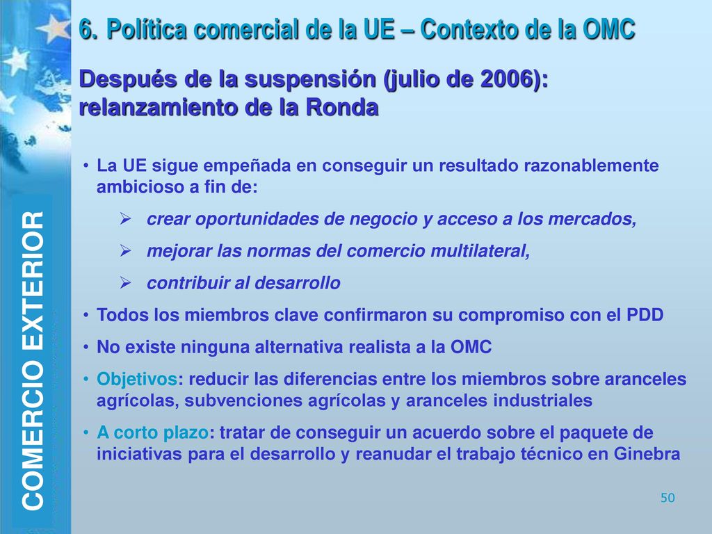 6. Política comercial de la UE – Contexto de la OMC