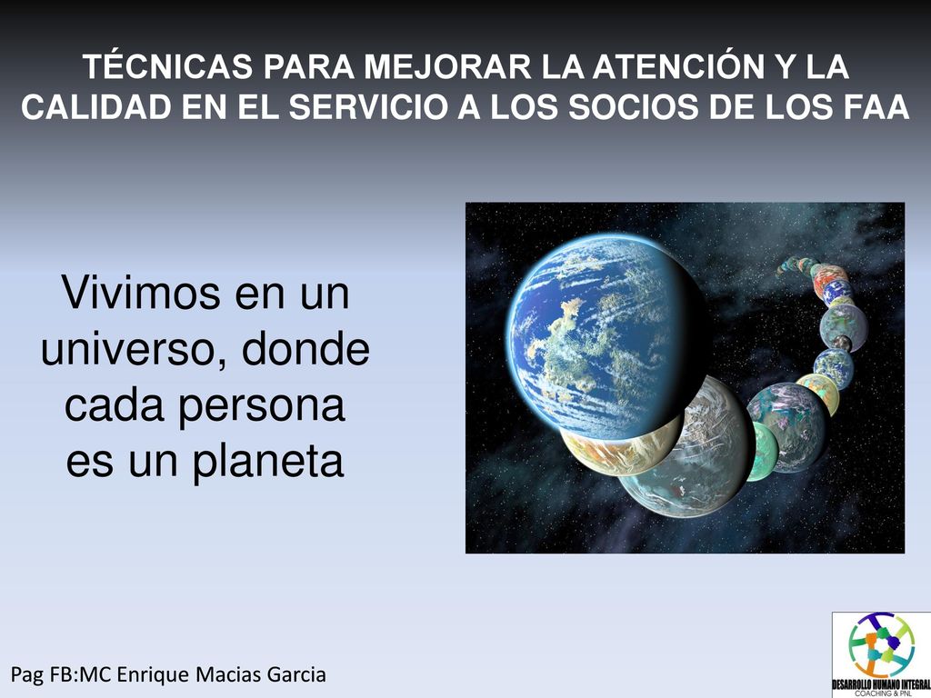 Vivimos en un universo, donde cada persona es un planeta