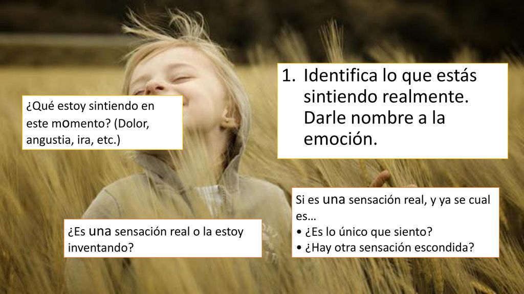 Identifica lo que estás sintiendo realmente. Darle nombre a la emoción.