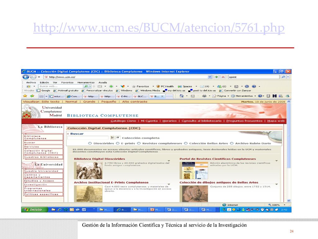 Gestión de la Información Científica y Técnica al servicio de la Investigación.