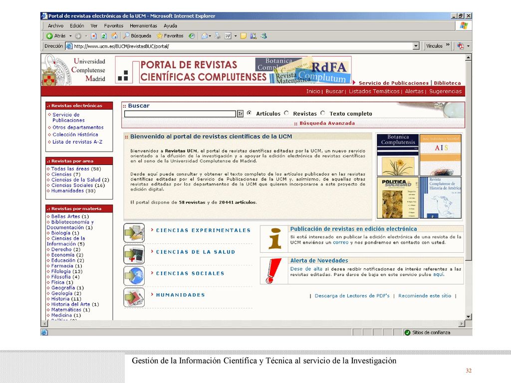 Gestión de la Información Científica y Técnica al servicio de la Investigación