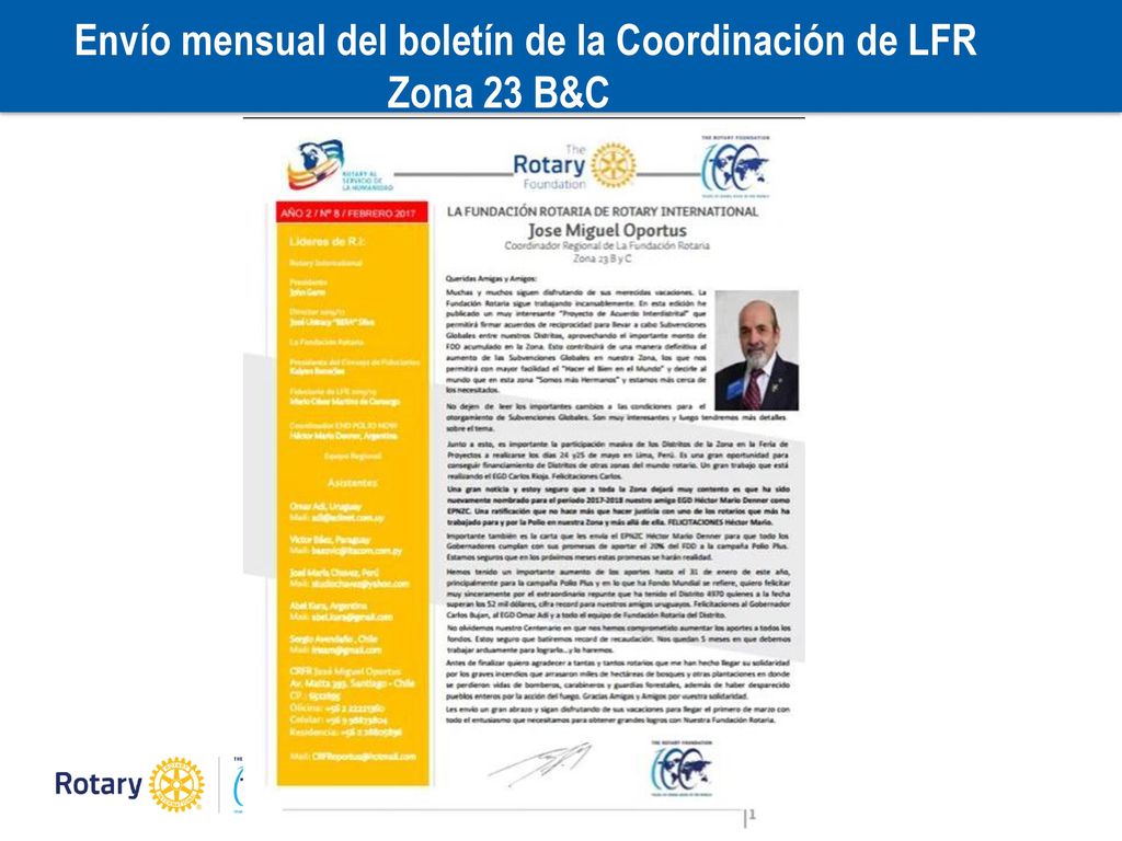 Envío mensual del boletín de la Coordinación de LFR