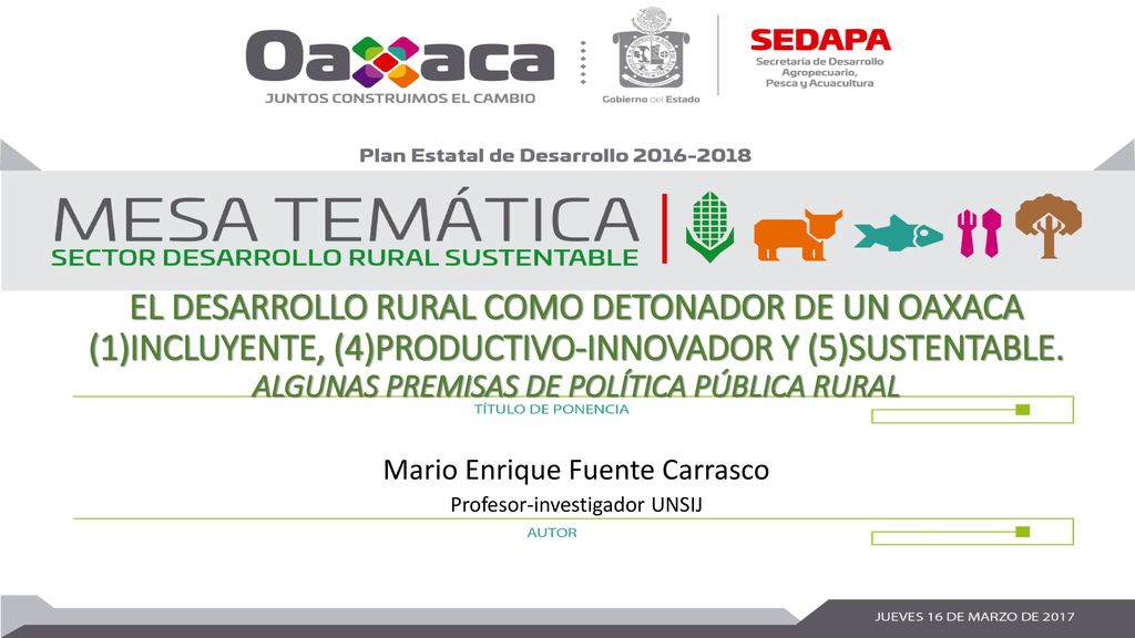 EL DESARROLLO RURAL COMO DETONADOR DE UN OAXACA (1)INCLUYENTE, (4)PRODUCTIVO-INNOVADOR Y (5)SUSTENTABLE. ALGUNAS PREMISAS DE POLÍTICA PÚBLICA RURAL