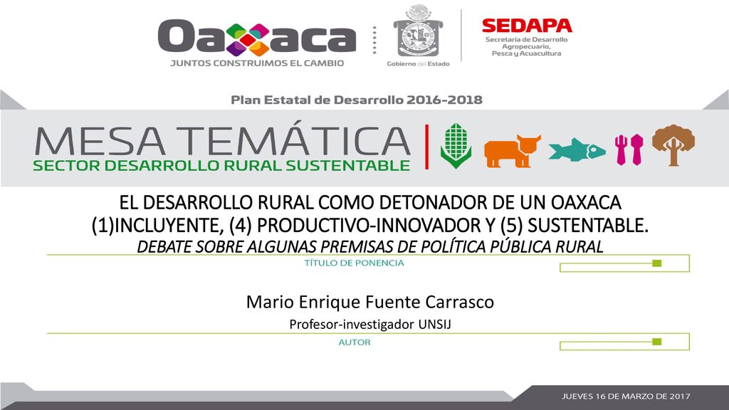 EL DESARROLLO RURAL COMO DETONADOR DE UN OAXACA (1)INCLUYENTE, (4) PRODUCTIVO-INNOVADOR Y (5) SUSTENTABLE. DEBATE SOBRE ALGUNAS PREMISAS DE POLÍTICA PÚBLICA RURAL