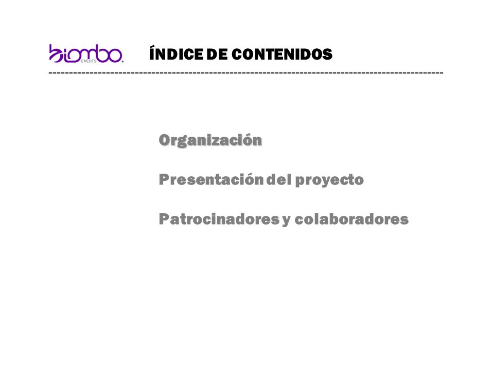 Presentación del proyecto Patrocinadores y colaboradores