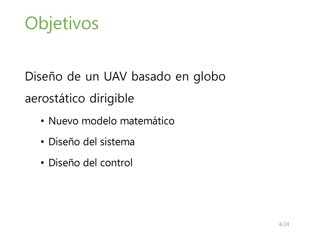 Objetivos Diseño de un UAV basado en globo aerostático dirigible