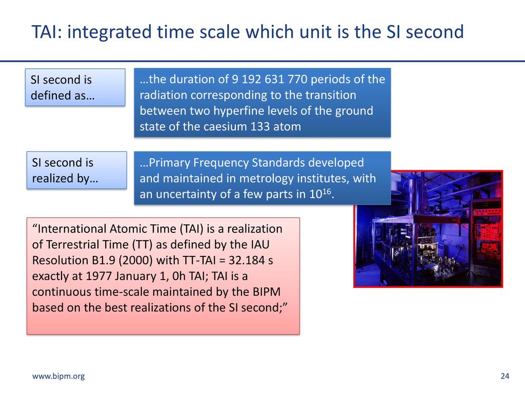 TAI: integrated time scale which unit is the SI second