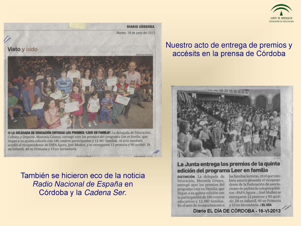 Nuestro acto de entrega de premios y accésits en la prensa de Córdoba
