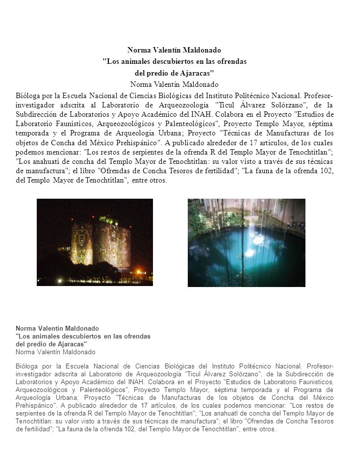 Norma Valentín Maldonado Los animales descubiertos en las ofrendas