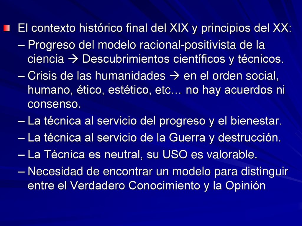 El contexto histórico final del XIX y principios del XX: