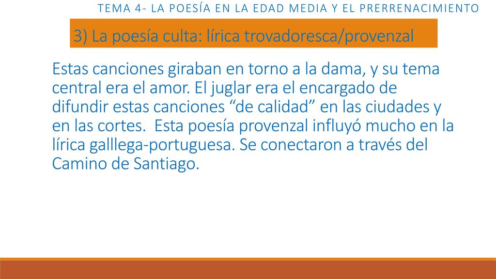 Tema 4- LA POESÍA EN LA EDAD MEDIA Y EL PRERRENACIMIENTO