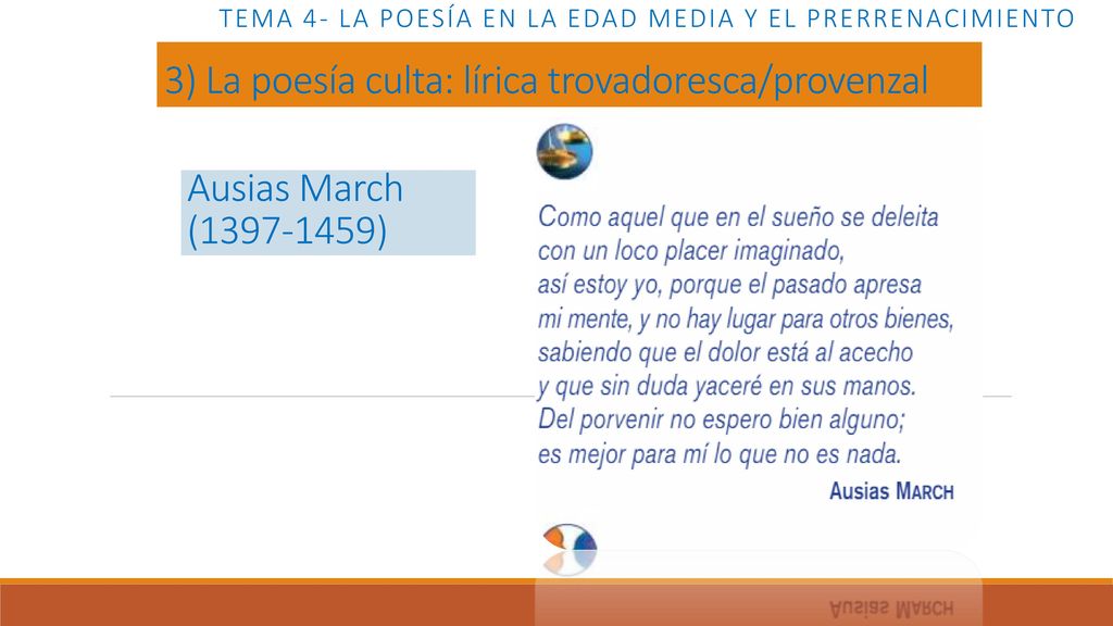 Tema 4- LA POESÍA EN LA EDAD MEDIA Y EL PRERRENACIMIENTO