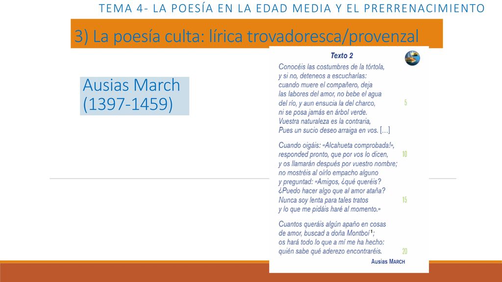 Tema 4- LA POESÍA EN LA EDAD MEDIA Y EL PRERRENACIMIENTO