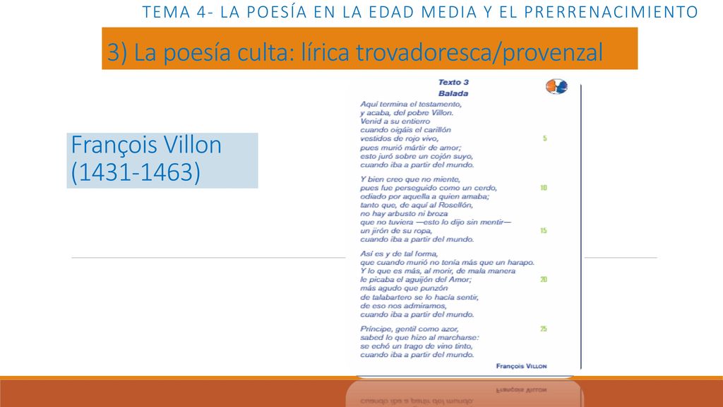 Tema 4- LA POESÍA EN LA EDAD MEDIA Y EL PRERRENACIMIENTO