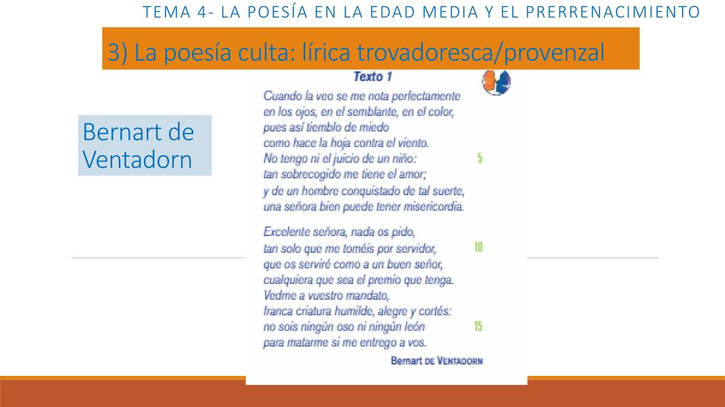 Tema 4- LA POESÍA EN LA EDAD MEDIA Y EL PRERRENACIMIENTO