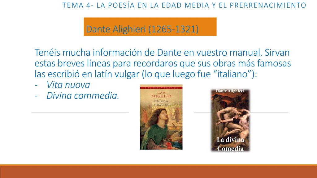 Tema 4- LA POESÍA EN LA EDAD MEDIA Y EL PRERRENACIMIENTO