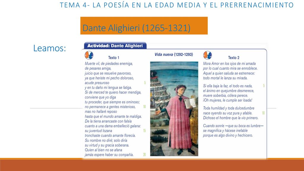 Tema 4- LA POESÍA EN LA EDAD MEDIA Y EL PRERRENACIMIENTO